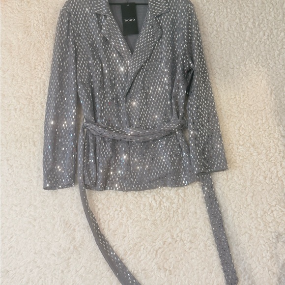 WOWO Silver Sequin Women's Jacket - Picture 1 of 8